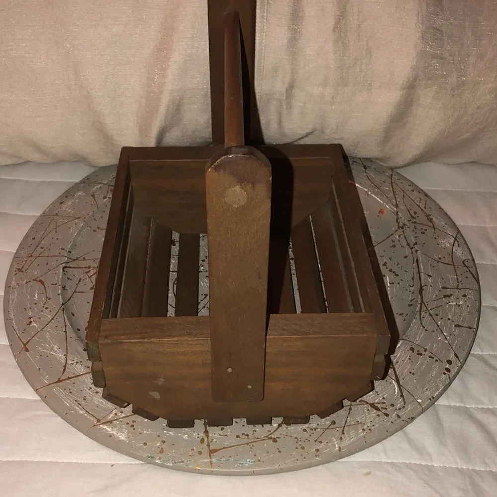 Vintage Brown Handmade Farmhouse Wooden Basket